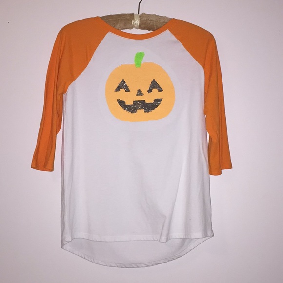 Sequin pumpkin raglan tee - Picture 1 of 3